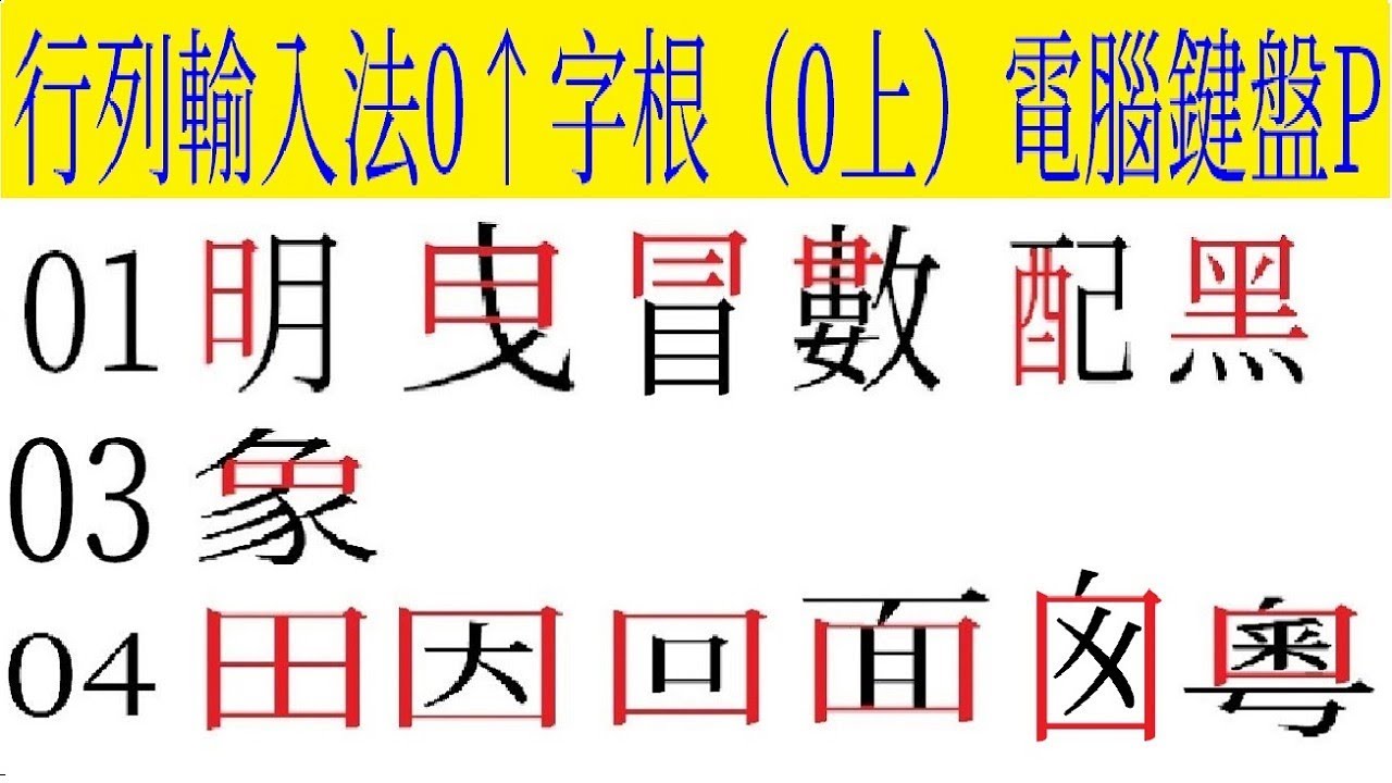 行列輸入法0↑（0上）字根 介紹及運用（行列30 電腦鍵盤P） - YouTube
