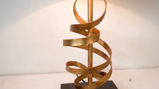 Ludu Table Lamp Video: Gold Leaf Swirl, Ivory Lampshade | Lamp Genius
