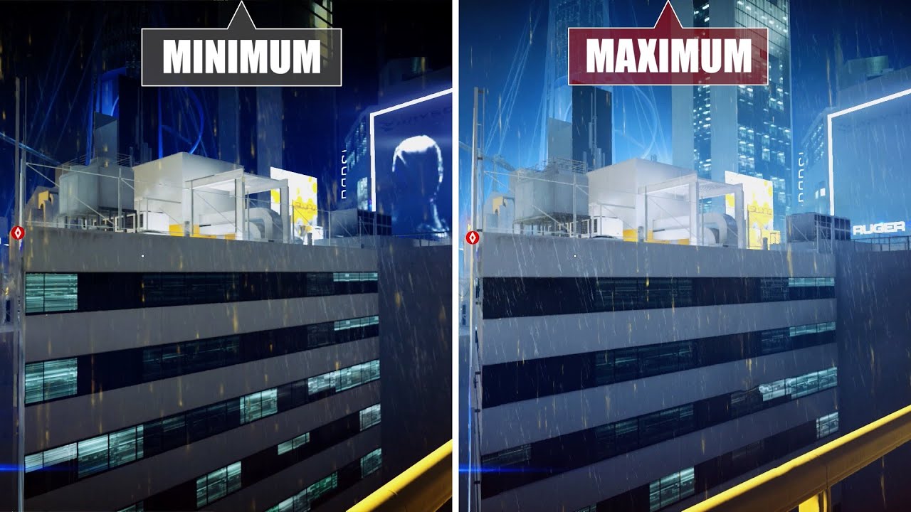 Mirror's Edge Catalyst (PC) Graphics comparison / Grafikvergleich Min vs. Max