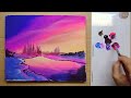 How to paint  beautifull landscape  idea acrylic painting on canvas for beginners