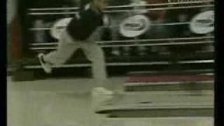 Pete Weber throws a strike and does a couple of crotch chops