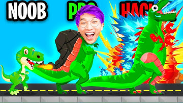 Can We Go NOOB vs PRO vs HACKER In HYBRID TITAN REX!? (GODZILLA vs POWER RANGERS!?)