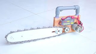 How to make a Electric Chainsaw with 12V Motor at Home