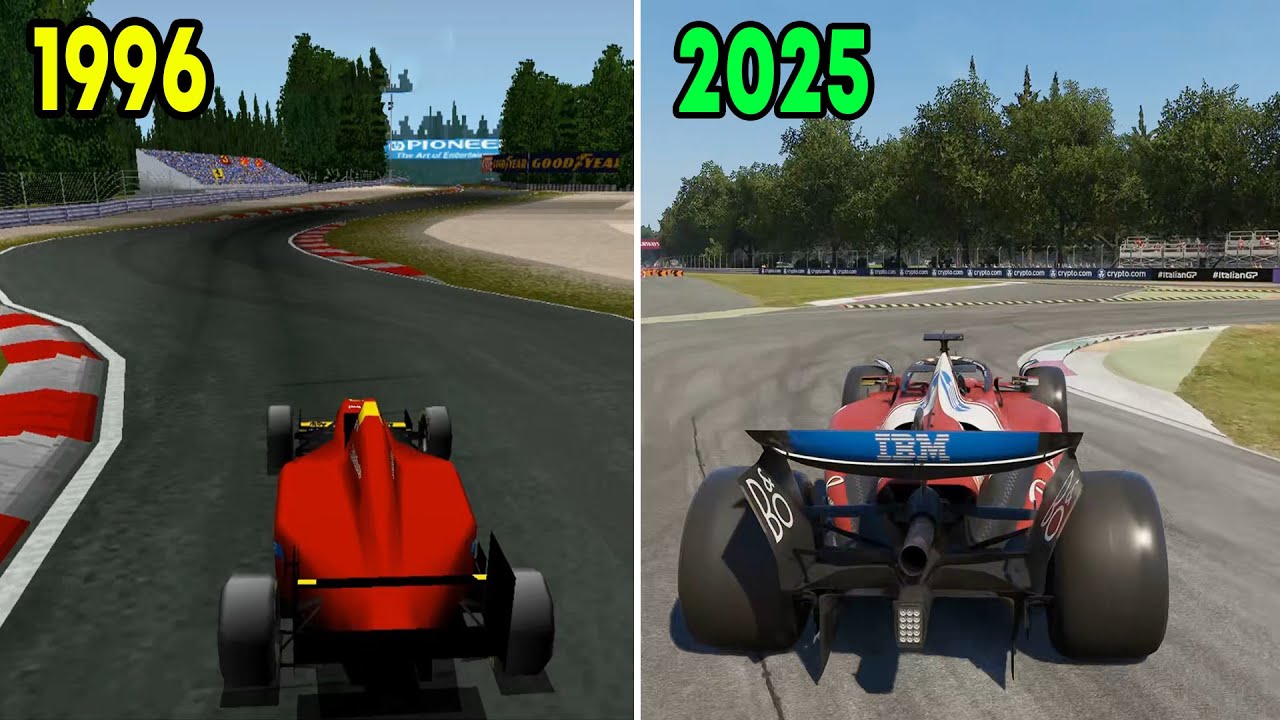Evolution of Turn 1 at Monza in F1 Games 1996 - 2025