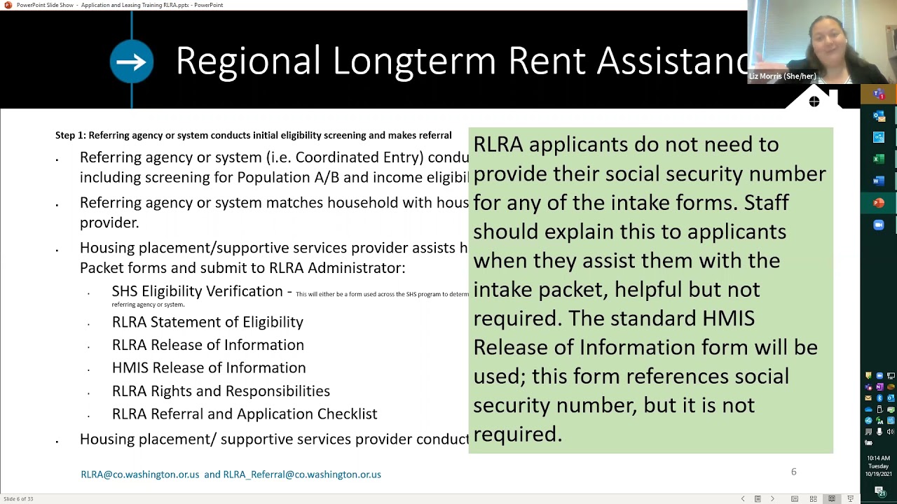 Regional Long-term Rent Assistance training