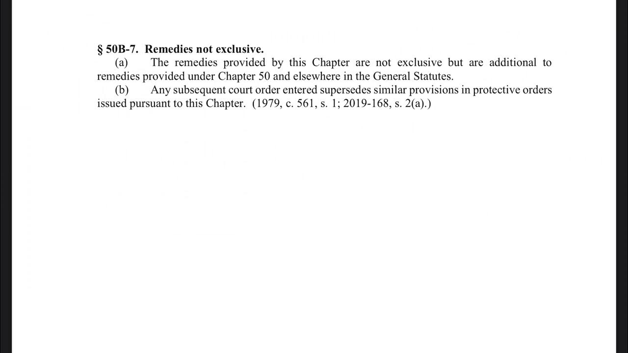 Reading North Carolina General Statutes Chap. 50B7 YouTube