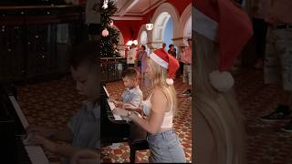 Piano duet with a cute kid #christmas #jinglebells #cutekid #wholesome