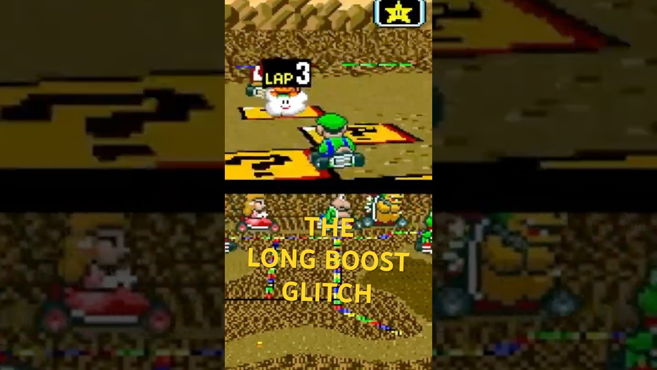 Трюк с длинным ускорением в Super Mario Kart (SNES) — появляется дикий глюк!