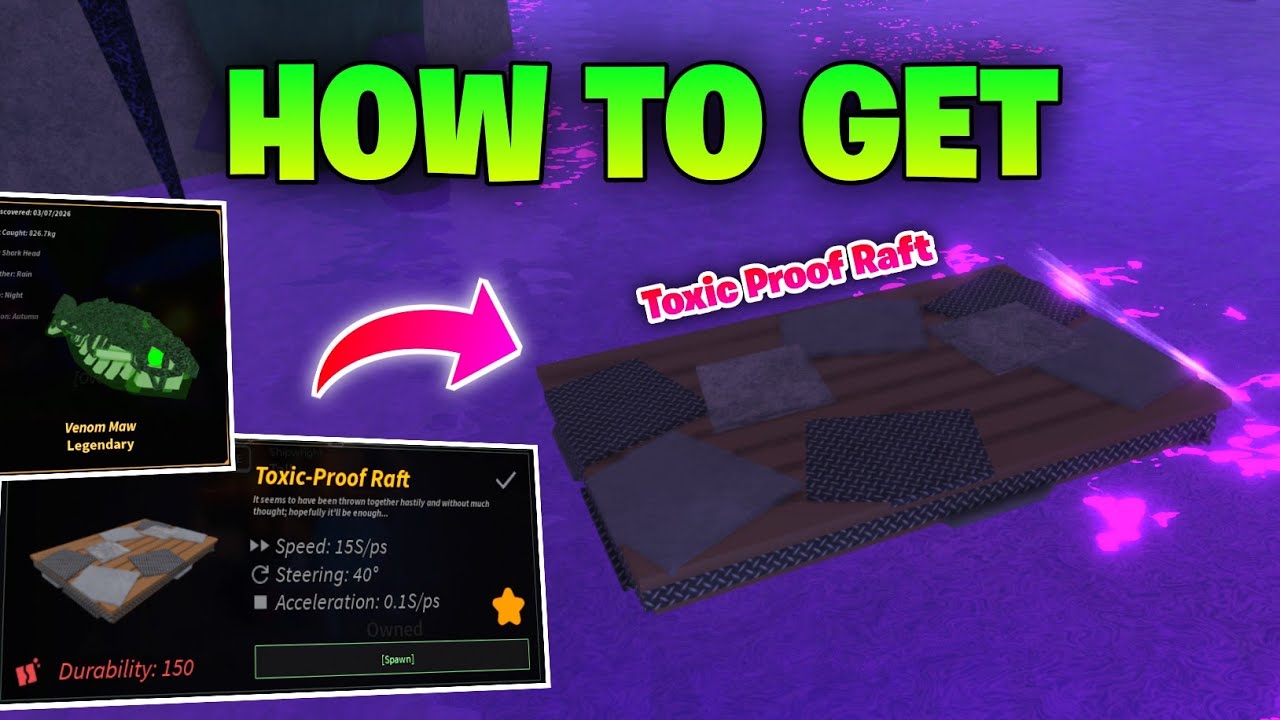 Explosive Power Fish Raft How to get Toxic Proof Raft (Boat) in Fisch - Toxic Cave - YouTube