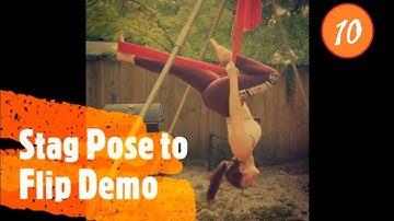 Aerial Stag Pose Demo with optional Flip exit Yoga on Silk Hammock Beginner to Intermediate Level