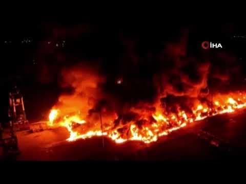 İskenderun Limanı'ndaki yangın böyle görüntülendi