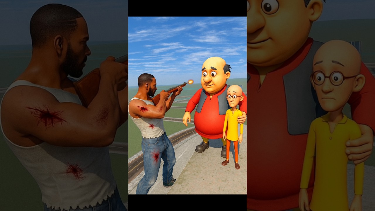Franklin Fight Giant Motu in Indian Bike Driving 3D #shorts #gta #gaming #motu #franklin #funny #sad