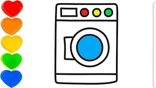 Bolalar uchun kir yuvish mashinasini qanday chizish / How to draw a washing machine for children