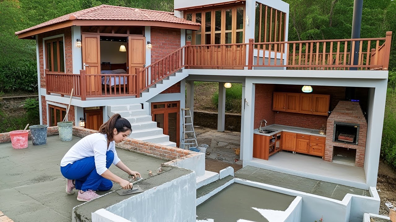 No One Believed She Could Do It… Alone Girl Builds a Brick House & Kitchen From Scratch (TIMELAPSE)