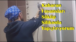 Kabaran fayansları silikonla yapıştırın. Çok sağlam ve bombe yapmıyor