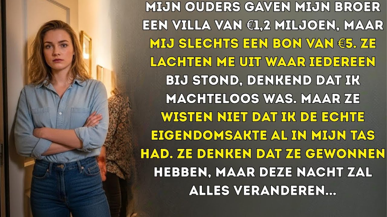 Op kerstavond gaven mijn ouders mijn broer de sleutels van een villa van 1,2 miljoen, terwijl zij mij een Hema-cadeaubon van €5 overhandigden. "Nou Lotte, niet alles in één keer uitgeven hè,"...