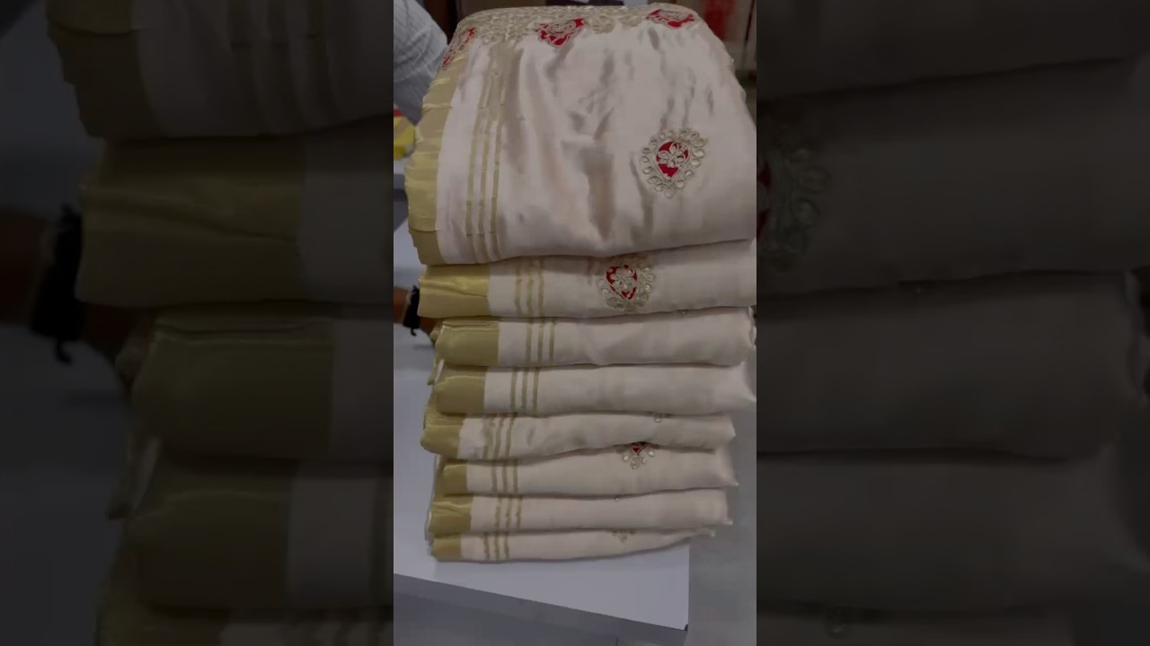 Whie Gaji Silk with Gota Patti Handwork Saree