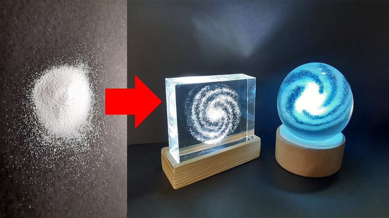 I TURN POWDER INTO GALAXY LAMPS- Resin art- epoxy resin and wood lamp