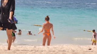 HOT GIRL 🔥 beach thong bikini G-string swimsuit island Pattaya Thailand eyes ASMR | top places walk