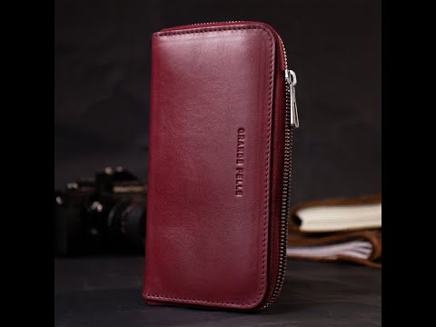 Красный большой кошелёк на молнии Grande Pelle 532660 video