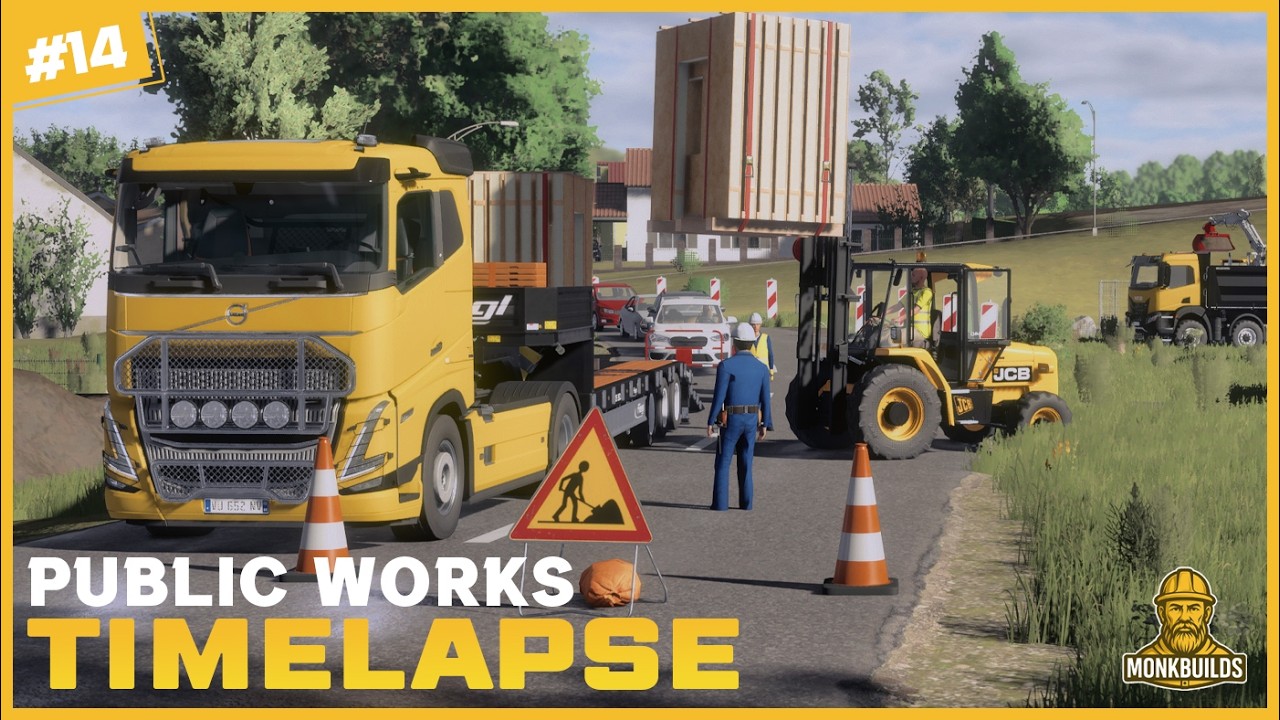 🚧 Неожиданная транспортировка сборной стены | FS25 Общественные работы в Паллегни