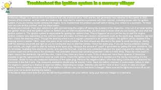 How to : Troubleshoot the ignition system in a mercury villager