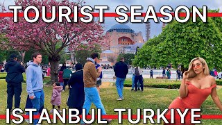 Turkiye🇹🇷Tourist Season in Istanbul,HagiaSophia,BlueMosque SultanAhmet,GulhanePark Walking Tour|4K