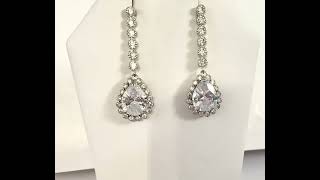 Govdeals Stunning, Rhodium Silver, Pear, Cz Solitaire Ear