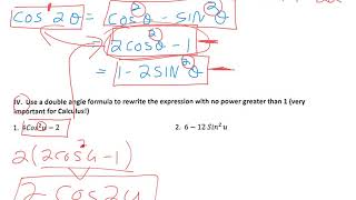 5.5 rewrite expression using double angle formula