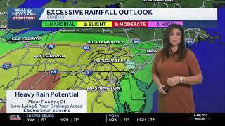 Showers likely along with a few thunderstorms with heavy rain potential for south-central PA