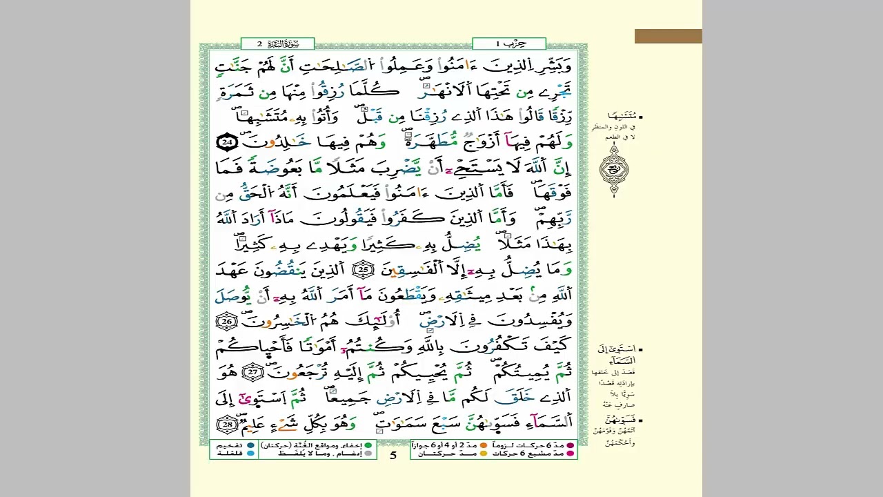الثمن 3 من الحزب 1 مكرر 7 مرات من المصحف المصور برواية ورش عن نافع للقارئ الشيخ العيون الكوشي