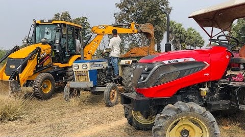 Jcb 3dx Eco Backhoe Loader Machine Loading Red Mud In Mahindra and Swaraj Tractor | Jcb Video