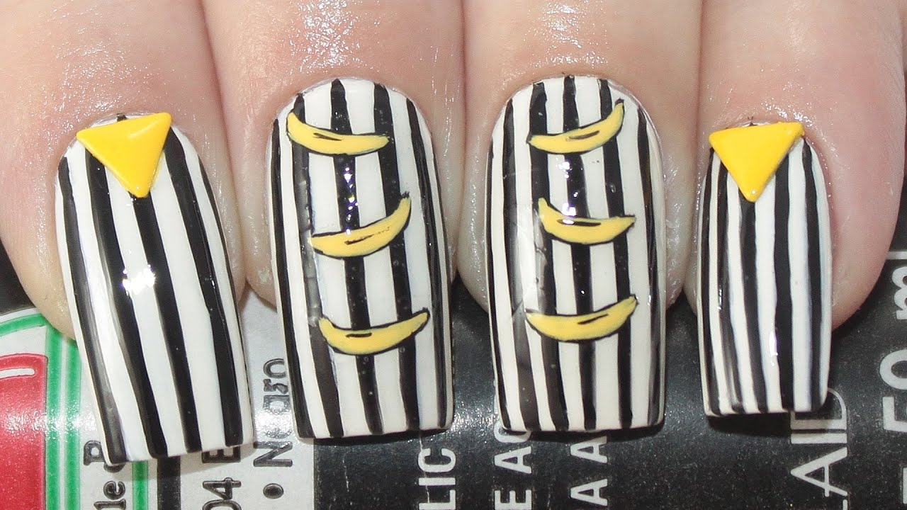 Stripes & Bananas Nail Tutorial YouTube