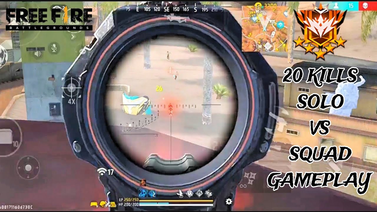 Solo vs Squad Rank Push | 20 KILLS Solo Vs Squad Gameplay | Garena Free ...