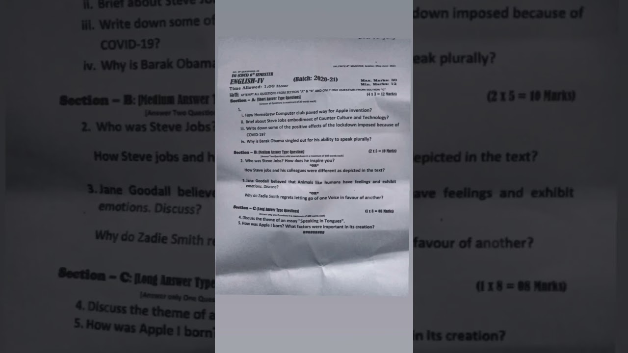 uG 6 th sem General English