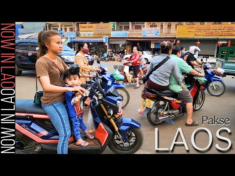 Riding Downtown Pakse LAOS - STREET TOUR | Now in Lao