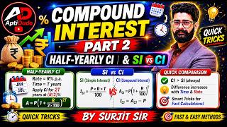 COMPOUND INTEREST - PART 2 | HALF-YEARLY CI & SI vs CI | QUICK TRICKS BY SURJIT SIR