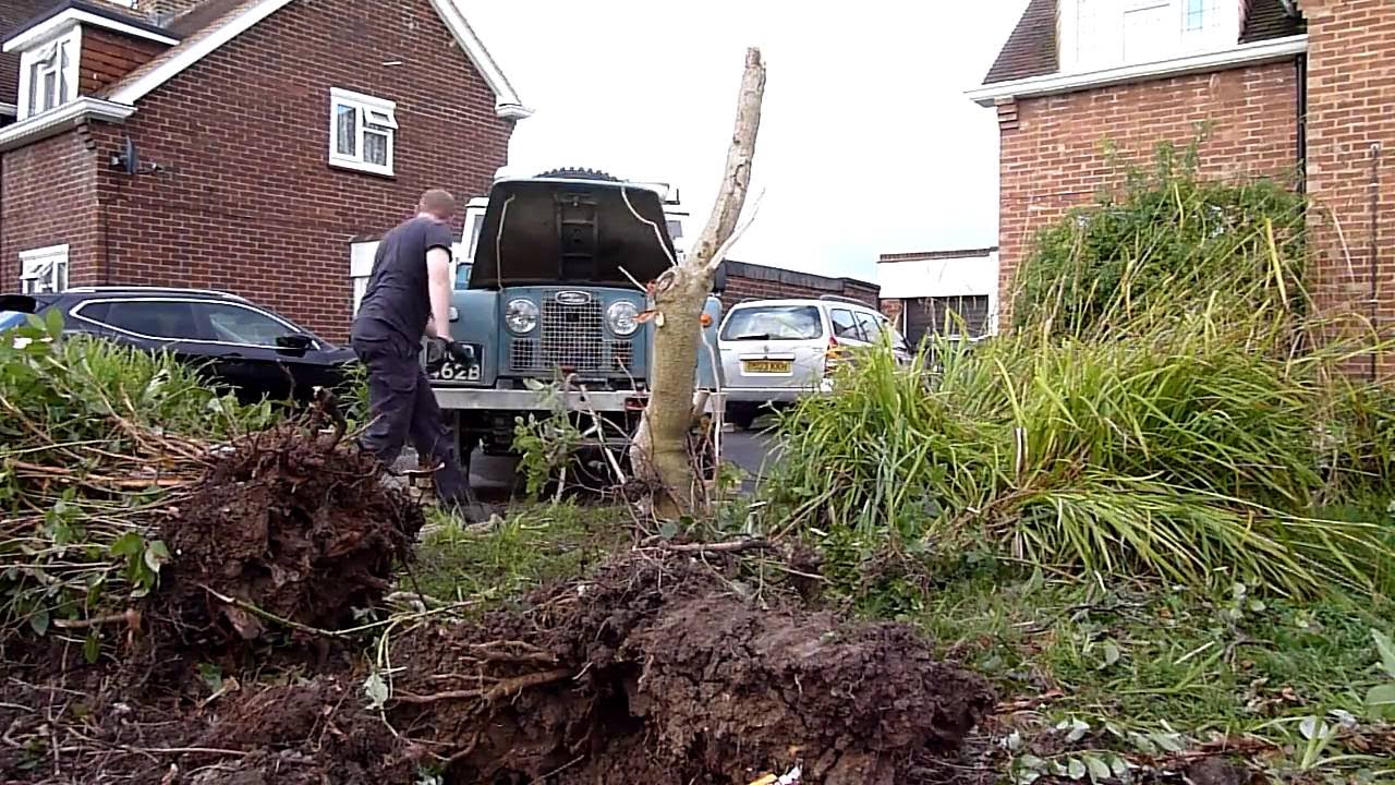 Gardening using a Fairey Capstan Winch on a Land Rover Series IIA