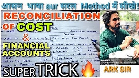 Reconciliation  Statement Of Cost & Financial Record Easy to Understand Tybcom sem 5 Cost account