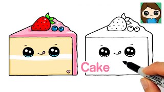 How to Draw a Cake Slice Easy 🍰 Cute Food Art screenshot 3