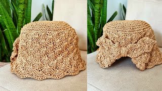 Crochet sun hat tutorial with a sweet back bow