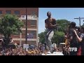 Kyrie iriving does the running man at cavs championship parade