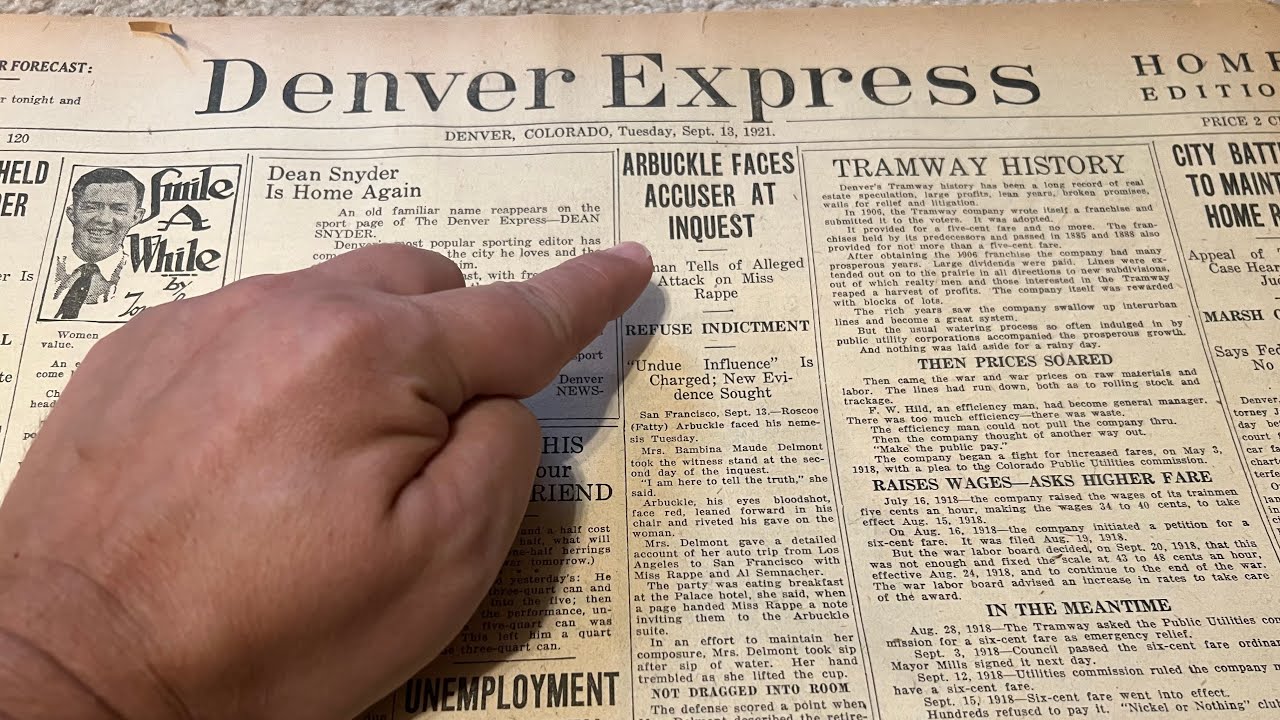 Unintentional ASMR 1921 Newspaper about Roscoe “Fatty” Arbuckle