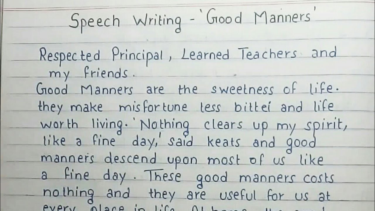 write a speech on importance of good manners