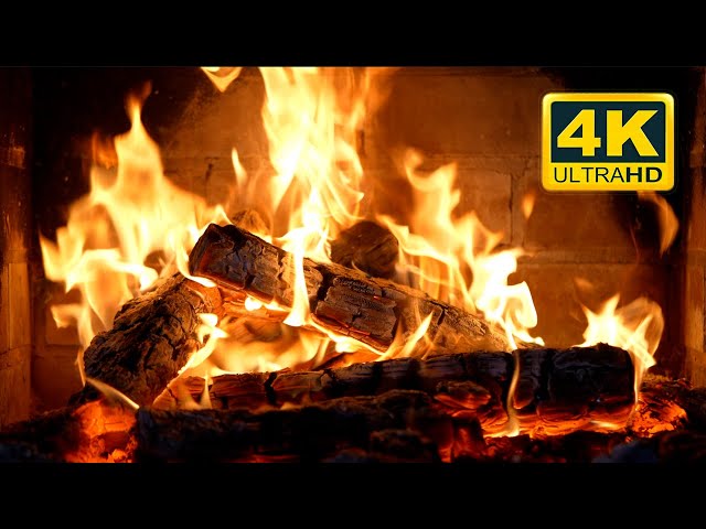 Crackling Fireplace 4K 60FPS 🔥 Cozy Fire (12 HOURS). Crackling Fire Sounds (NO Music) class=