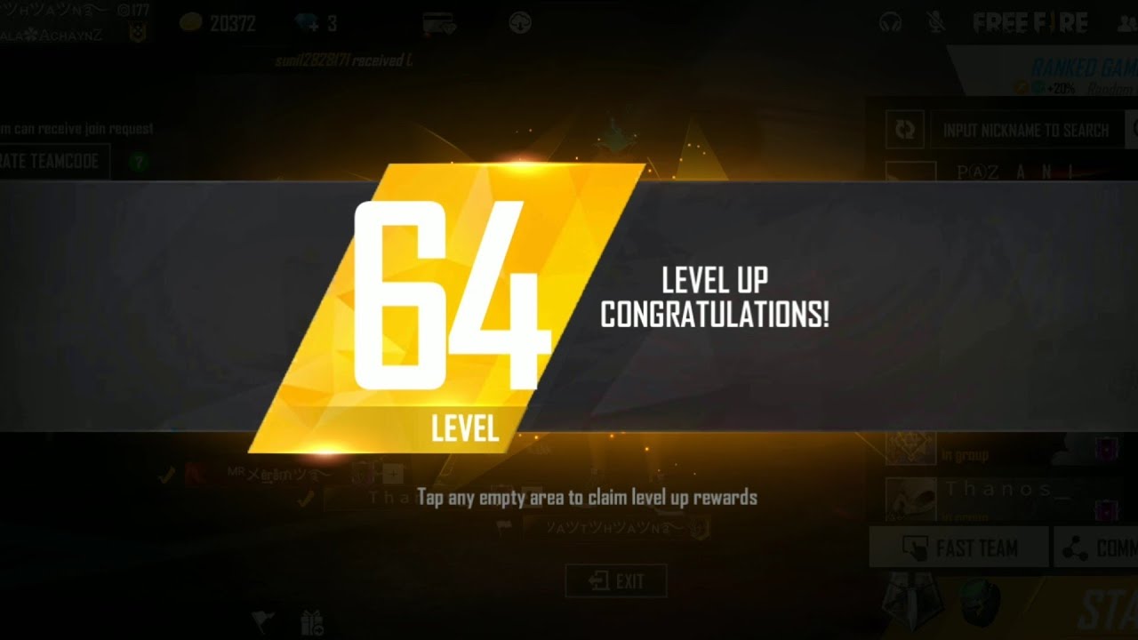 Free fire level 64 rewards in free fire/free fire level up rewards in ff