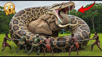 Brave Rescue Team Battles Giant Python to Save Helpless Elephant 🐍🐘