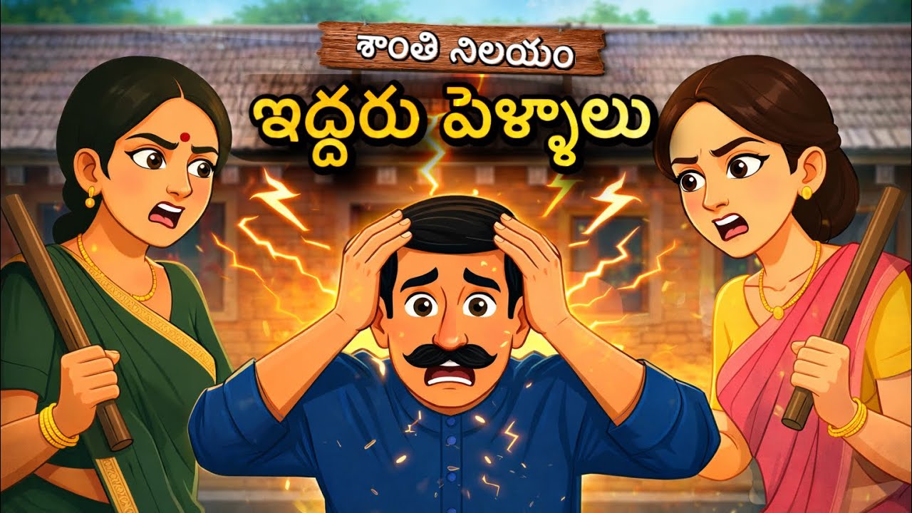 ఇద్దరు పెళ్ళాల గొడవ 😂 | Telugu Comedy Animation | Village Stories | Jashu Storys Telugu 
