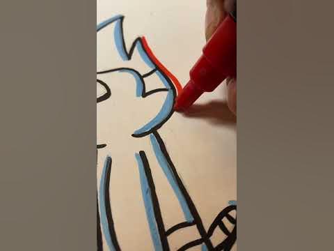 Drawing Mordecai glitch effect with posca markers - YouTube