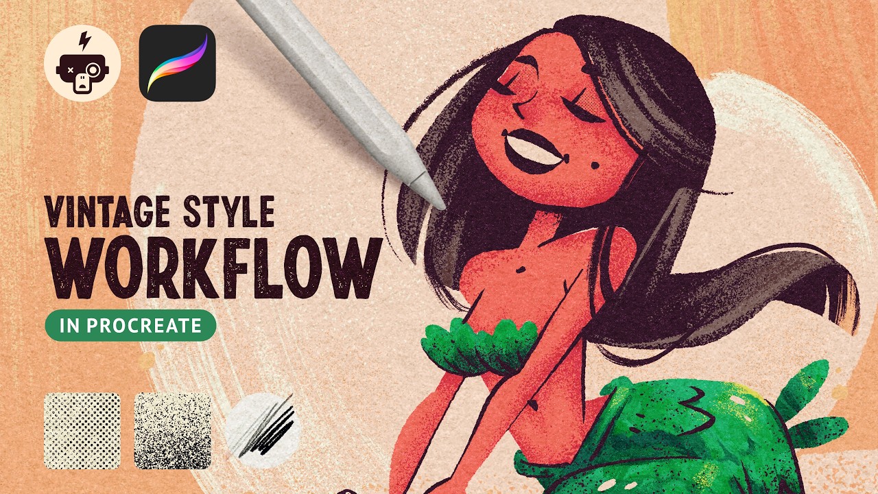 How I Get a Vintage Cartoon Look in Procreate (Full Illustration Workflow)